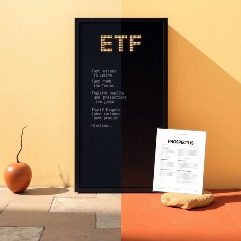 Podijeljena slika ETF ploče i prospekta klasičnog fonda